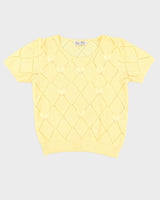 Vintage 90s Love Bird Yellow Beaded Knit Top - S/M