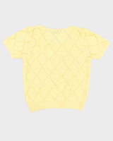 Vintage 90s Love Bird Yellow Beaded Knit Top - S/M
