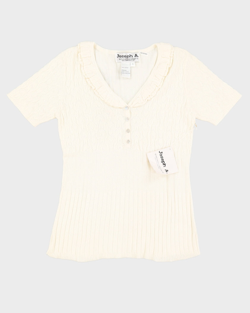 Vintage 90s Joesph A. Cream Knit Blouse - S