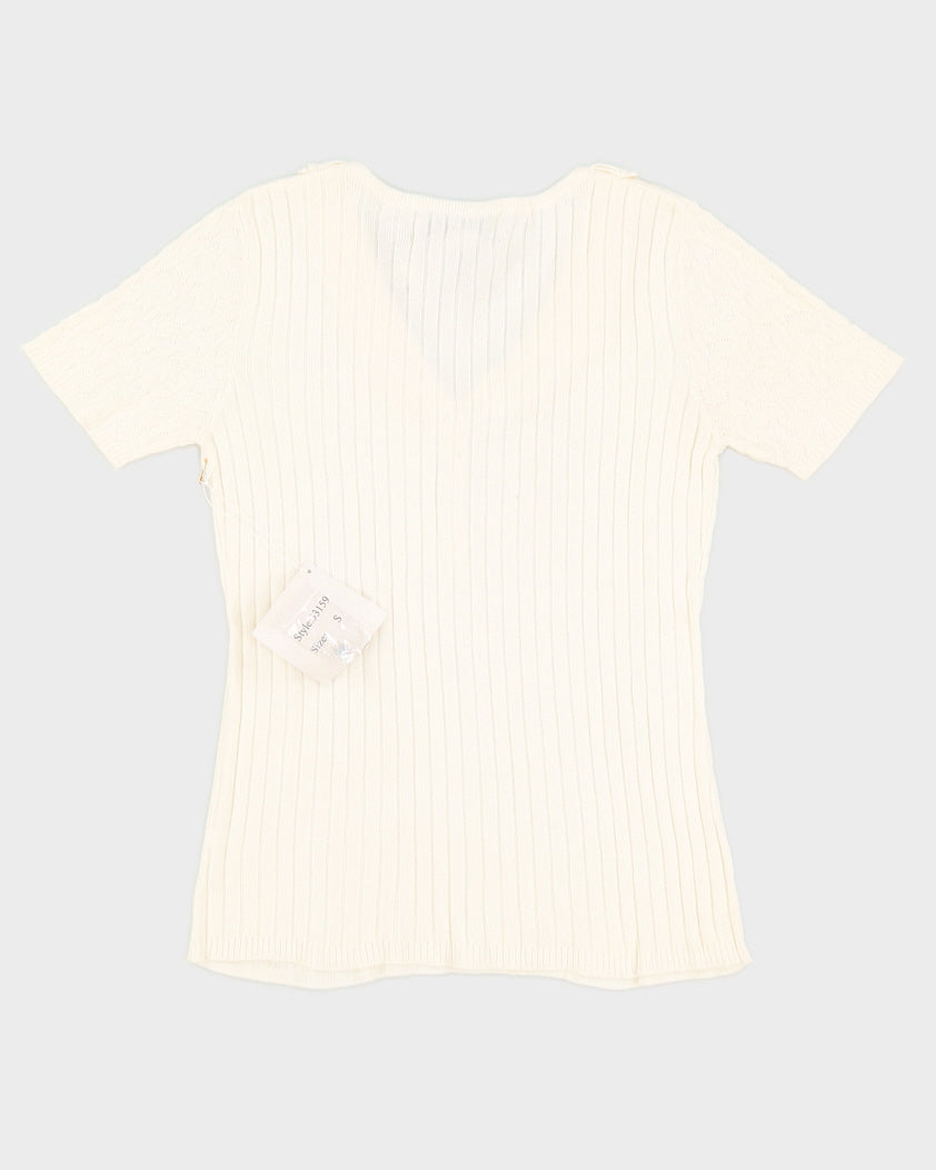 Vintage 90s Joesph A. Cream Knit Blouse - S