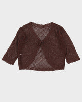 Y2K 00s Brown Crochet Tie Up Cardigan - M