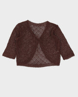 Y2K 00s Brown Crochet Tie Up Cardigan - M
