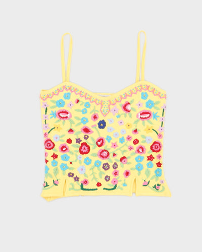 Vintage 90s Etincelle Yellow Floral Tank Top - S/M