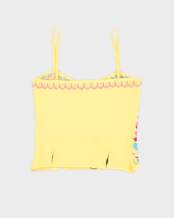 Vintage 90s Etincelle Yellow Floral Tank Top - S/M