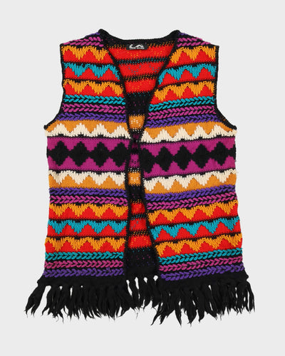 Vintage 90s Jack Winter Multi Coloured Tassel Knit - L/XL