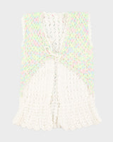 Vintage Multi Coloured Tie Up Front Knit Top - M