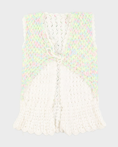 Vintage Multi Coloured Tie Up Front Knit Top - M