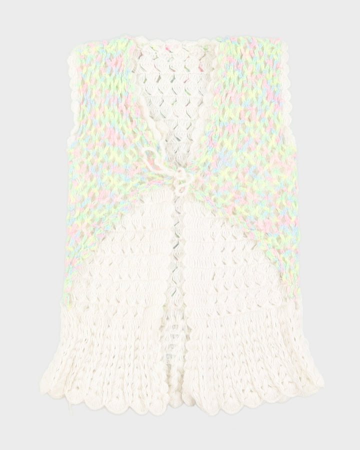 Vintage Multi Coloured Tie Up Front Knit Top - M