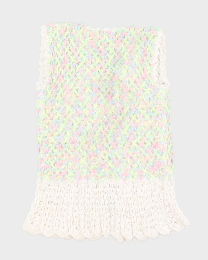 Vintage Multi Coloured Tie Up Front Knit Top - M