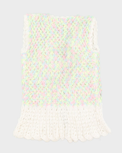 Vintage Multi Coloured Tie Up Front Knit Top - M