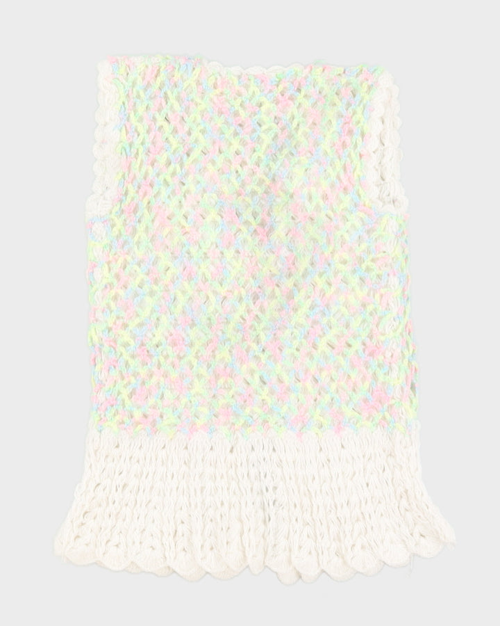 Vintage Multi Coloured Tie Up Front Knit Top - M