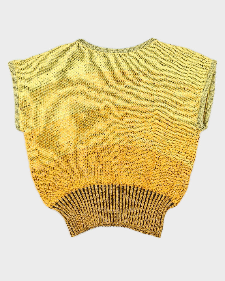 Vintage 70s Franck Olivier Yellow Tiger Knit Top - M/L