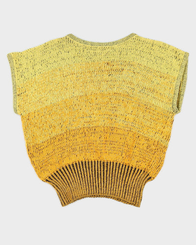 Vintage 70s Franck Olivier Yellow Tiger Knit Top - M/L