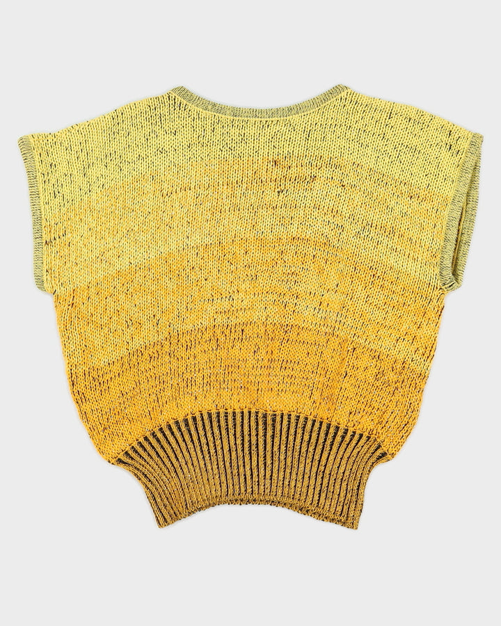 Vintage 70s Franck Olivier Yellow Tiger Knit Top - M/L