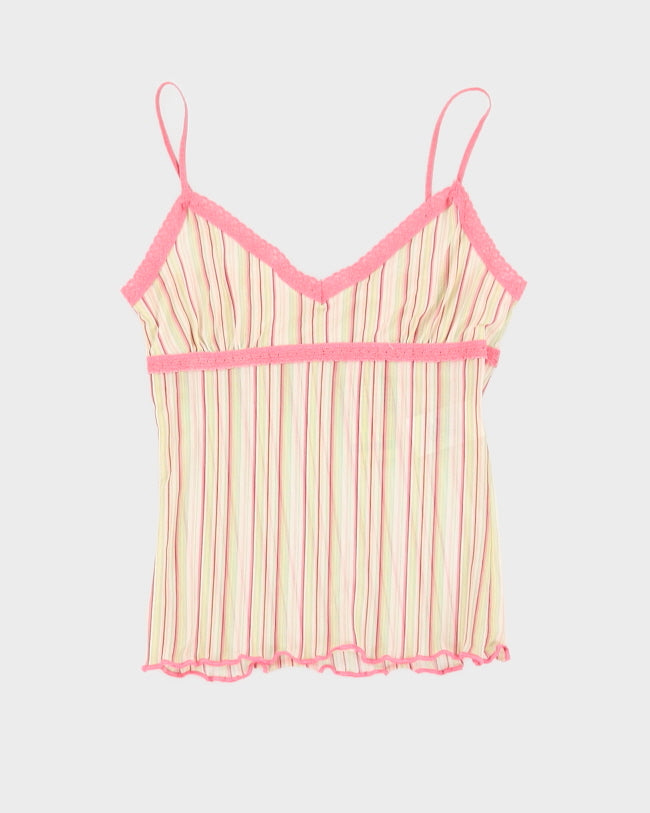 Y2K 00s Jacob Stripe Mesh Cami - S