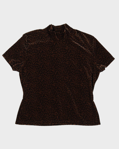 Vintage 90s East West Fashions Velour Leopard Top - M