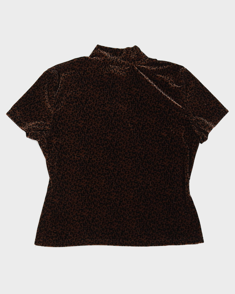 Vintage 90s East West Fashions Velour Leopard Top - M