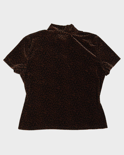 Vintage 90s East West Fashions Velour Leopard Top - M