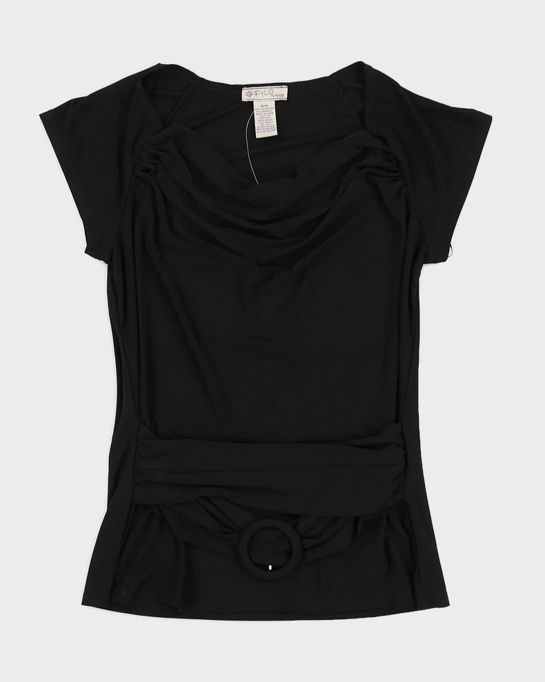 Black Y2K Cowl Neck Top - XS