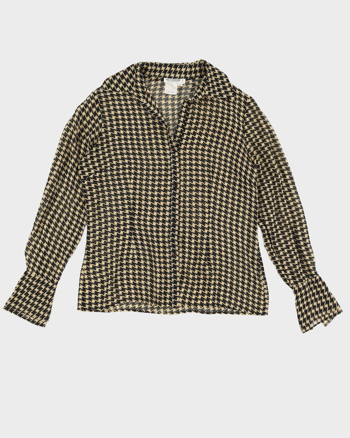 Vintage 90s Holt Renfrew Silk Houndstooth Shirt - S/M