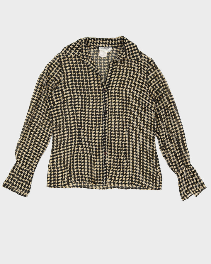 Vintage 90s Holt Renfrew Silk Houndstooth Shirt - S/M