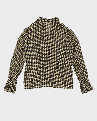 Vintage 90s Holt Renfrew Silk Houndstooth Shirt - S/M