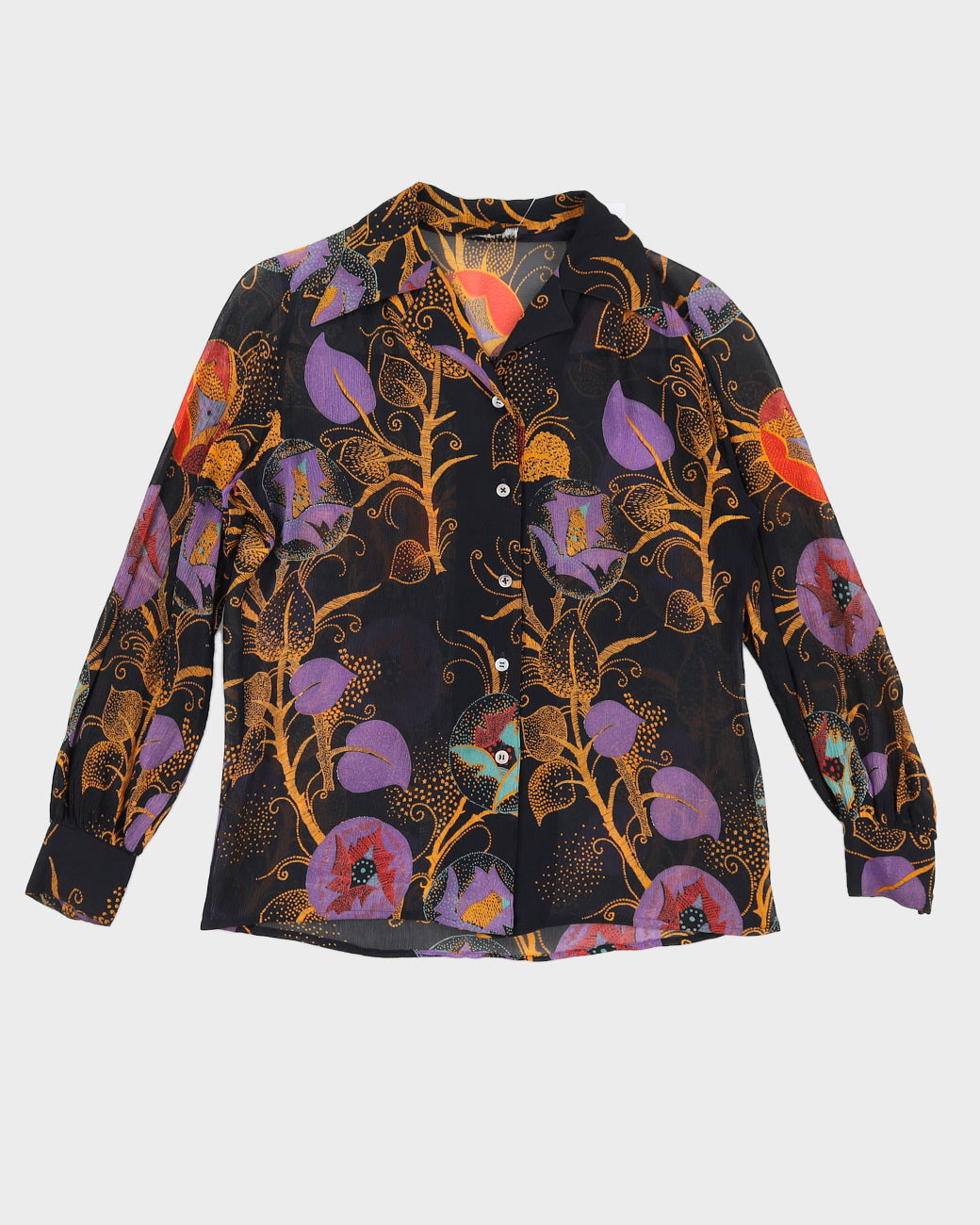Vintage 80s Franck Olivier Floral Silk Shirt - M/L