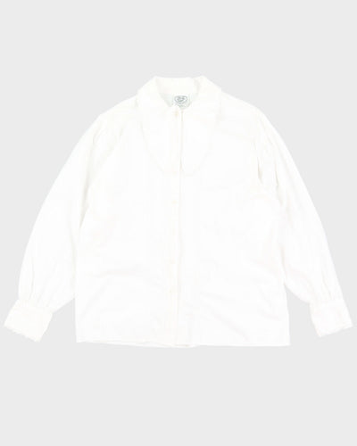 Vintage 90s Laura Ashley White Cotton Blouse - XL