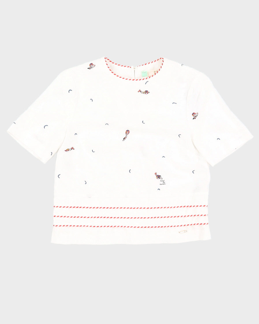 Ted Baker Linen Embroidery Top - S/M