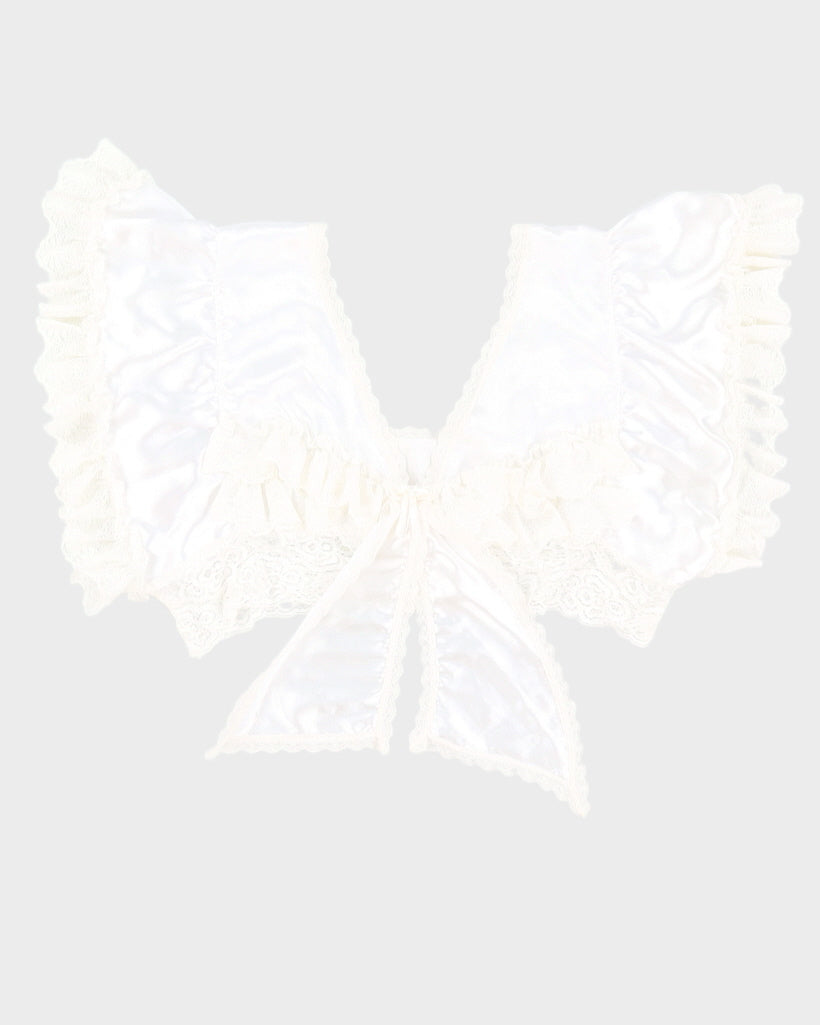 Y2K 00s Satin Lace Crop Top - M