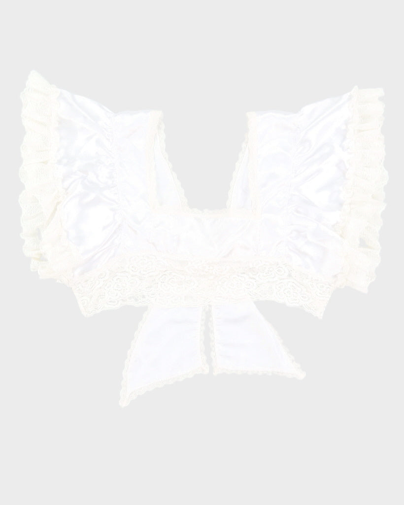 Y2K 00s Satin Lace Crop Top - M