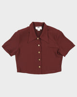 Vintage 70s Won Lee Group Reddish Brown Cropped Blouse - M/L