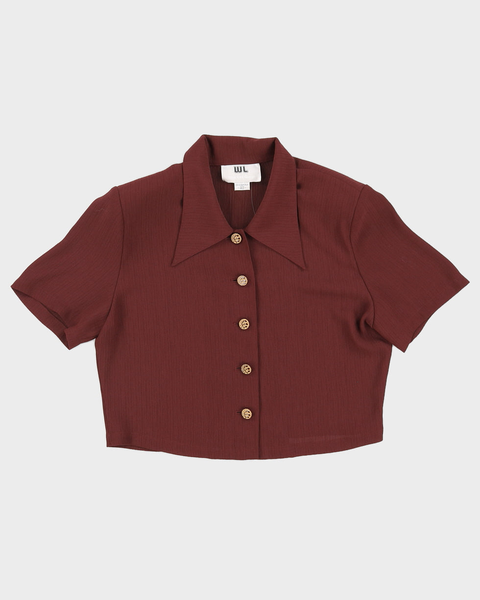 Vintage 70s Won Lee Group Reddish Brown Cropped Blouse - M/L