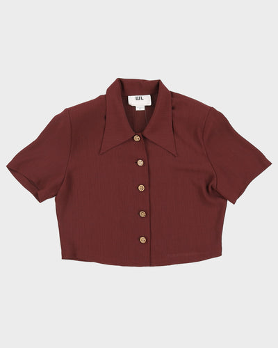 Vintage 70s Won Lee Group Reddish Brown Cropped Blouse - M/L