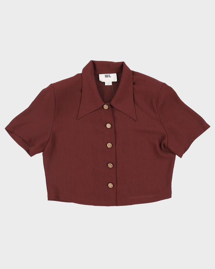 Vintage 70s Won Lee Group Reddish Brown Cropped Blouse - M/L