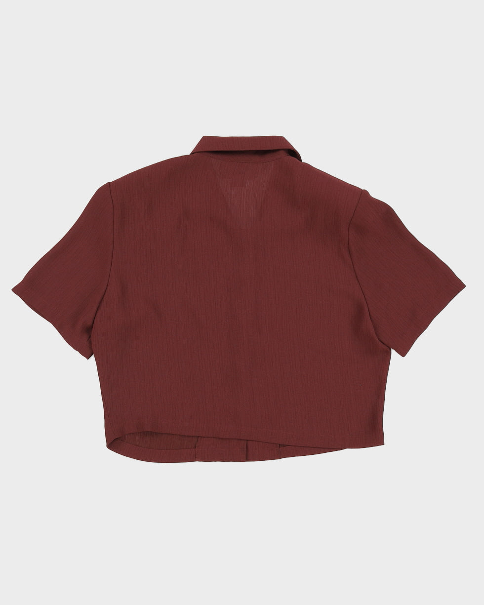 Vintage 70s Won Lee Group Reddish Brown Cropped Blouse - M/L