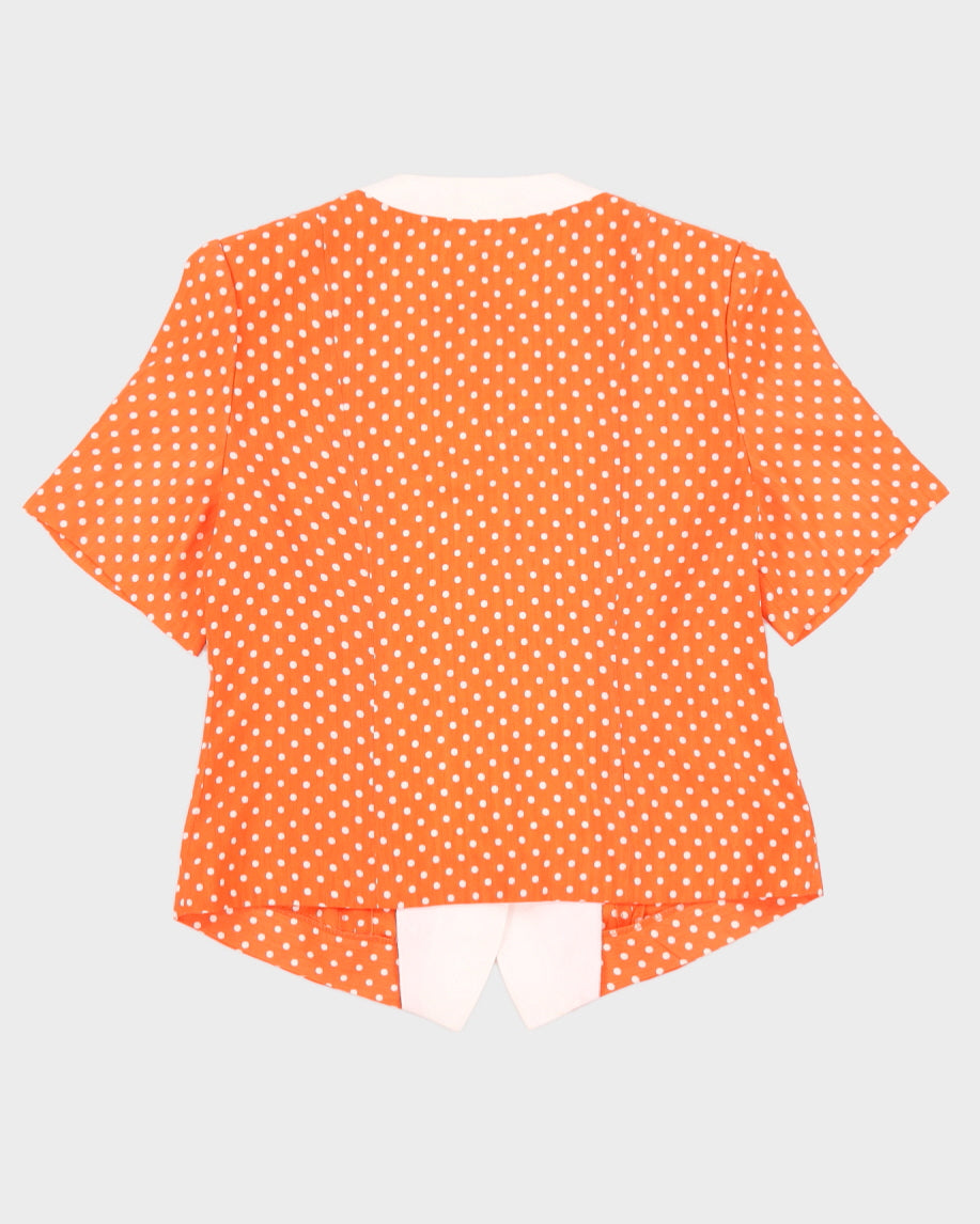 Vintage 70s Infinite Paris Orange Polka Dot Blouse - M