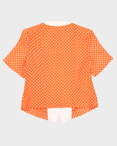 Vintage 70s Infinite Paris Orange Polka Dot Blouse - M