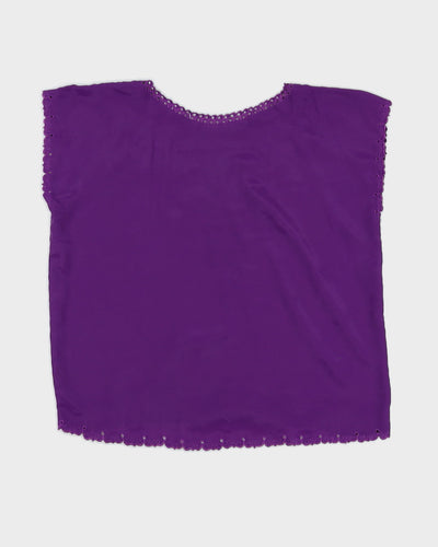80s Floral Purple Top - M