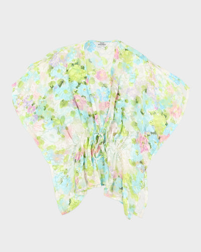 Floral Sheer Tie Up Blouse - S
