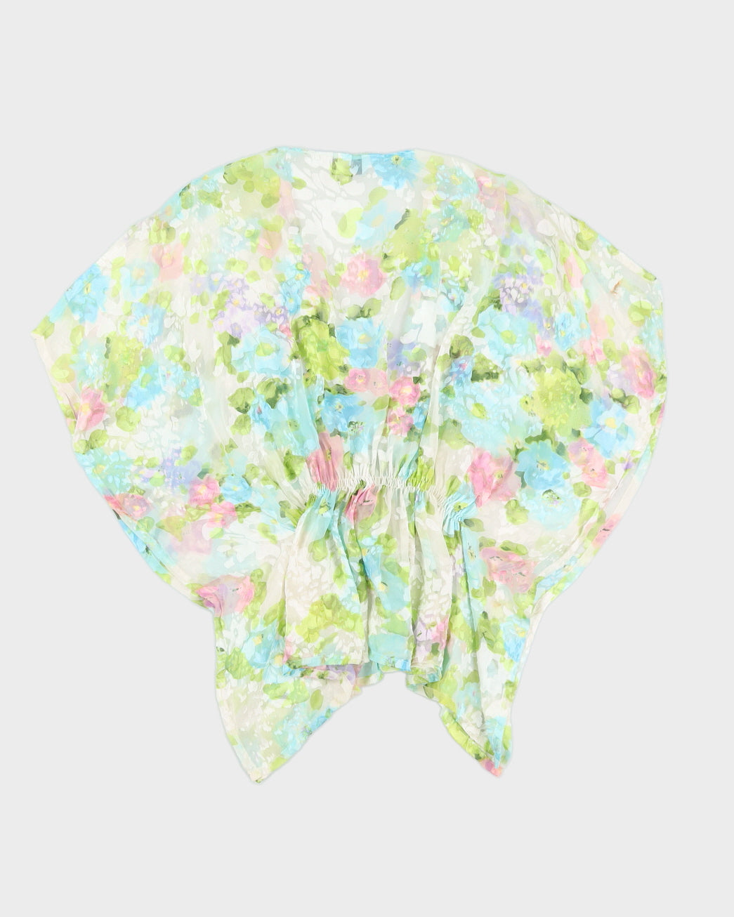 Floral Sheer Tie Up Blouse - S
