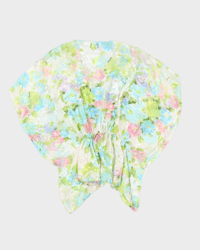 Floral Sheer Tie Up Blouse - S