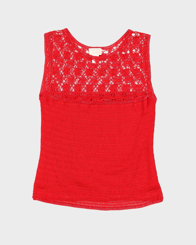 Y2K Crochet Beaded Cami Top - M