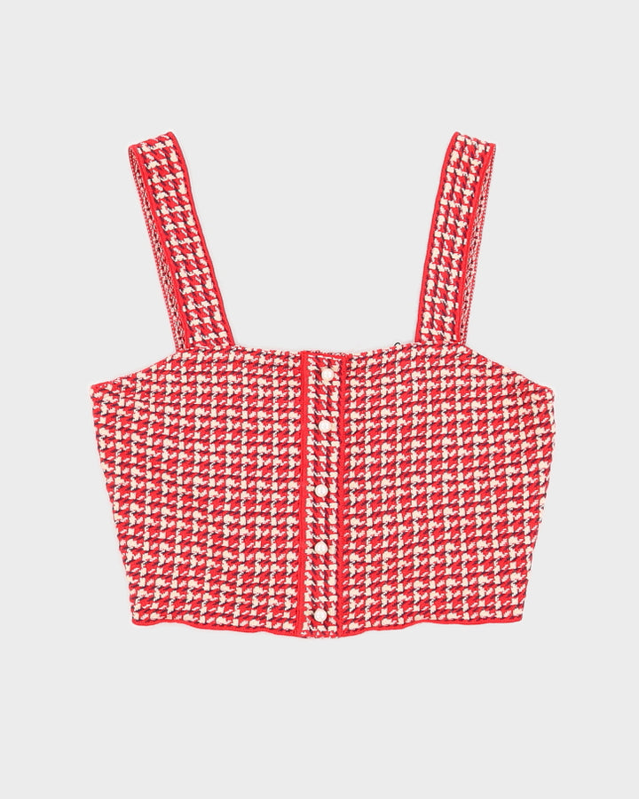 Sandro Daniella Cropped Tweed Red Top - S