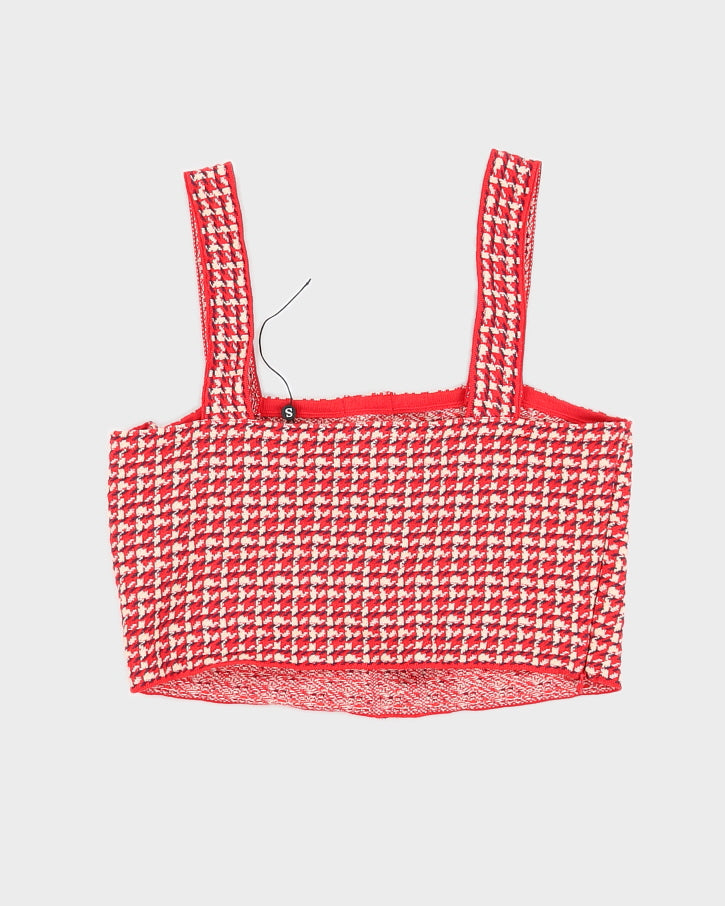 Sandro Daniella Cropped Tweed Red Top - S