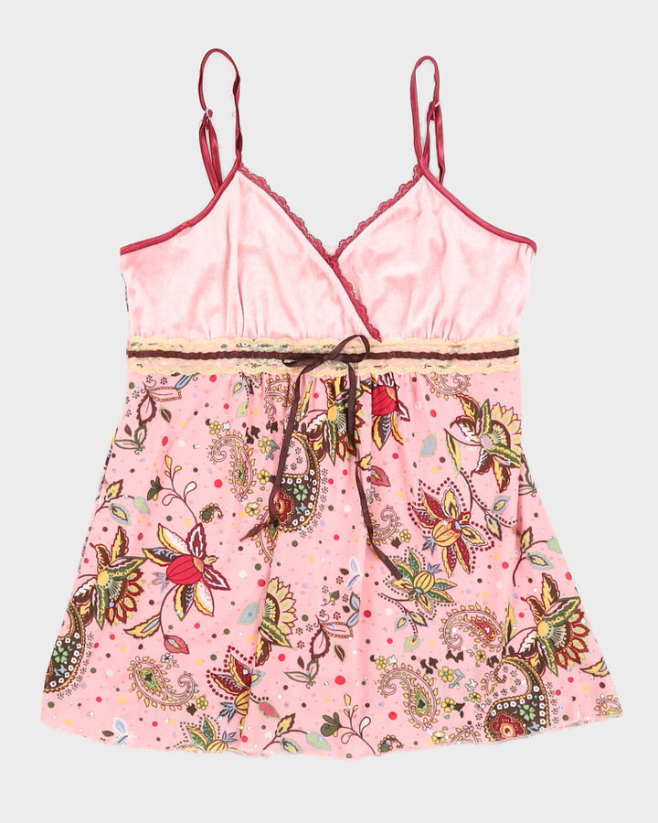 Y2K Pink Paisley Print Cami Top - S