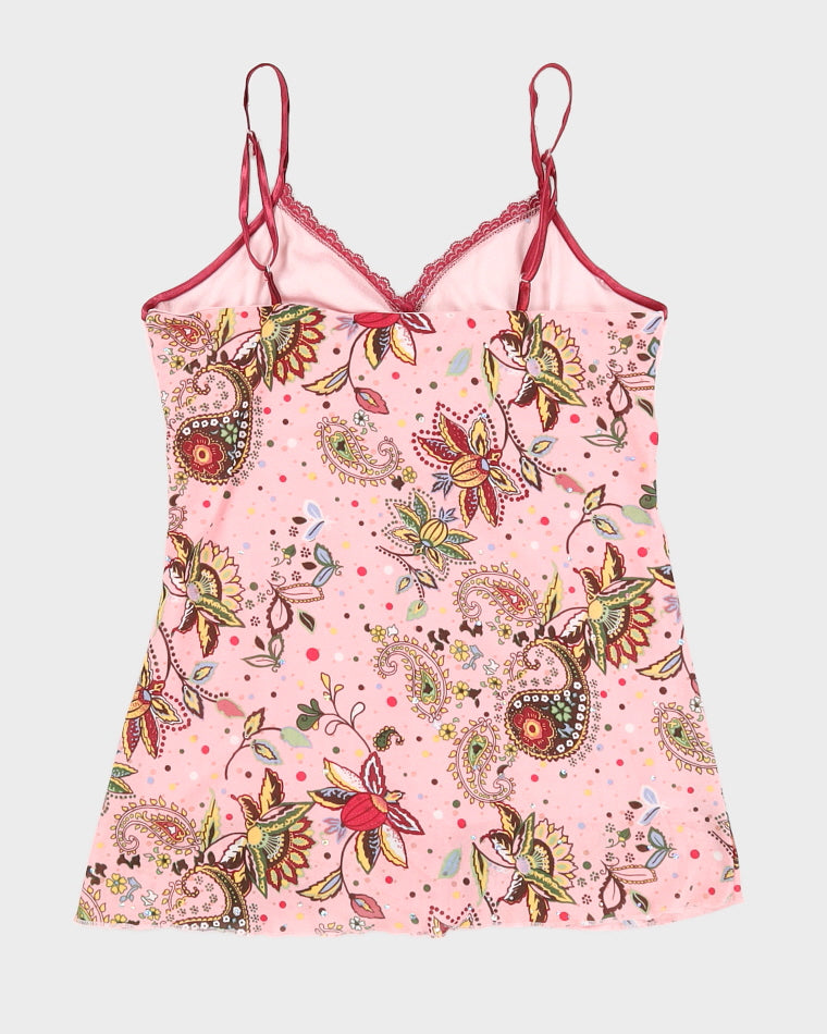 Y2K Pink Paisley Print Cami Top - S