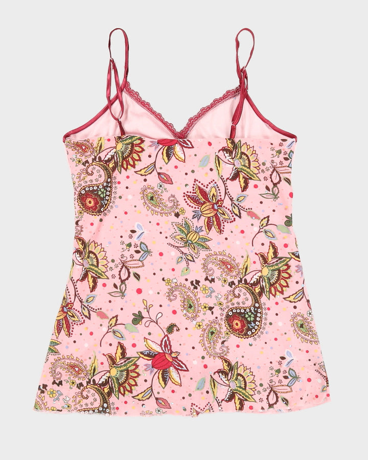 Y2K Pink Paisley Print Cami Top - S