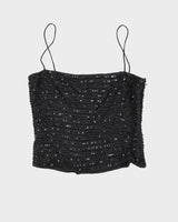 Massimo Dutti Women Black Sequin Cami Top - S