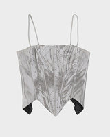 Grey Sequin Corset Top - XS